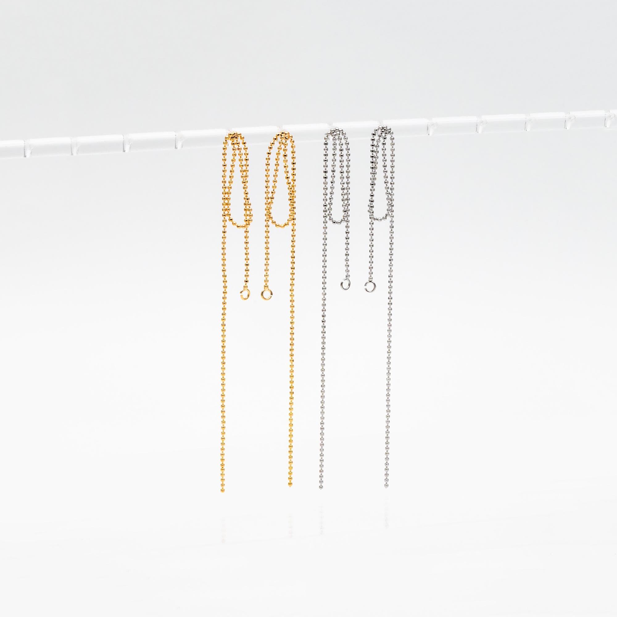 4pcs Gold/ Silver Tone Tassel Earring with Loop, 18K Gold/ Rhodium plated Brass, Tassel Stud Earring, Dangling Earrings (GB-4584)